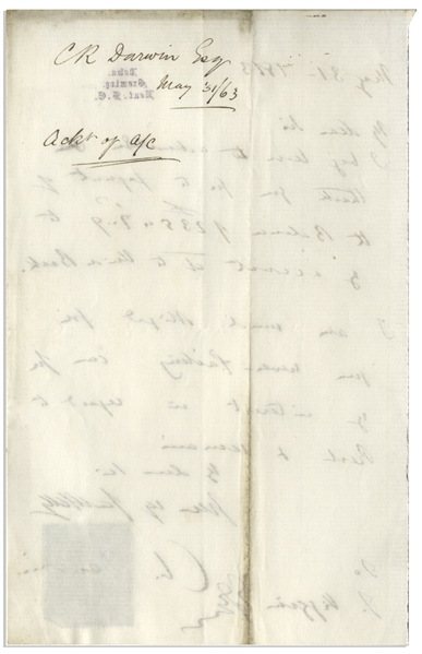 Charles Darwin Autograph Letter Signed From 1863, Shortly After ''Fertilisation of Orchids'' Was Published